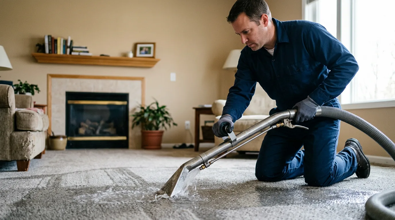 Water damage restoration technician working near Wewoka, OK